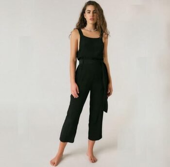 PUKAS MACACÃO CREPE DUNGAREES (Black)