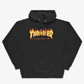 THRASHER HOODY FLAME LOGO (Black)