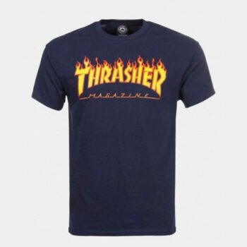 THRASHER T-SHIRT FLAME LOGO (Navy)