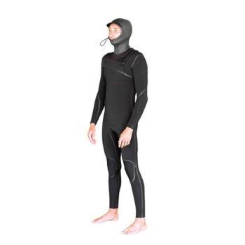 GYROLL WETSUIT SHIELD 5/4 HOODED CHEST ZIP STEAMER (Black)