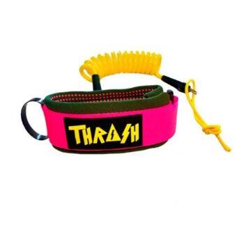 THRASH POINT GRIP BICEP LEASH (Military Green/Pink Logo Yellow)
